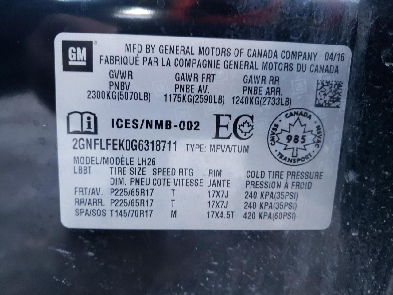 2GNFLFEK0G6318711 2016 CHEVROLET EQUINOX - Image 14