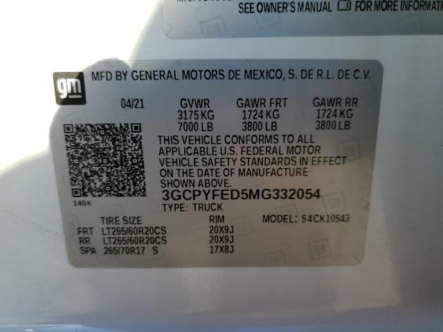 VIN 3GCPYFED5MG332054 2021 CHEVROLET SILVERADO no.12