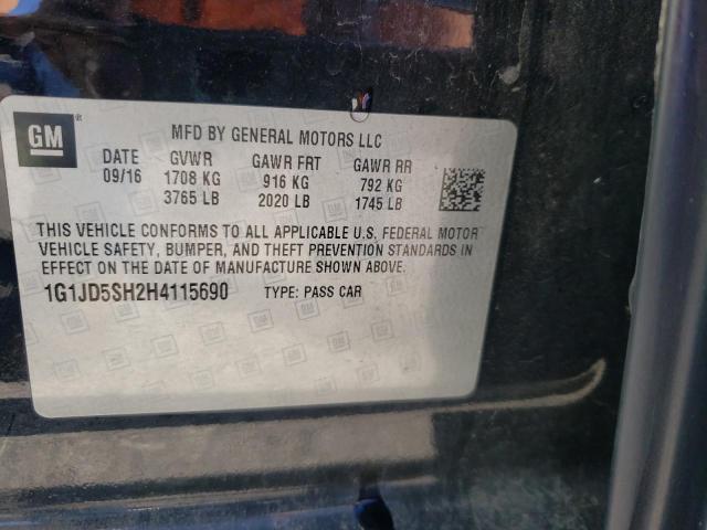 2017 CHEVROLET SONIC LT - 1G1JD5SH2H4115690