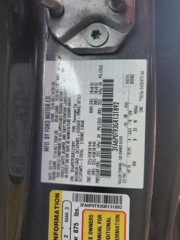 2016 FORD FUSION SE - 3FA6P0T93GR131892