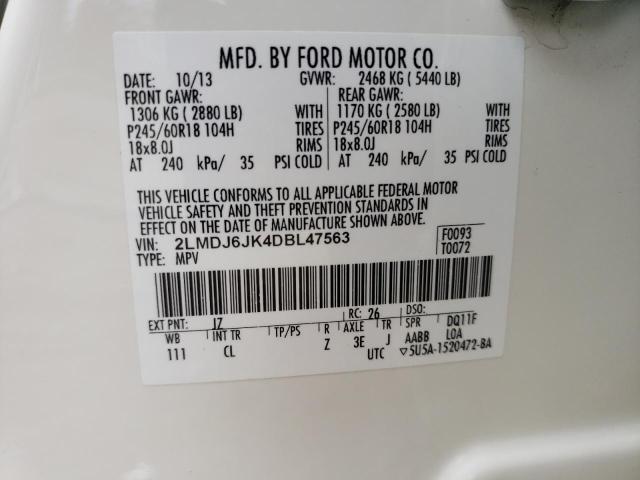 2LMDJ6JK4DBL47563 Lincoln MKX