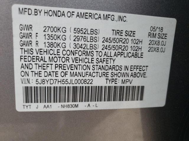 2018 ACURA MDX SPORT 5J8YD7H55JL000822