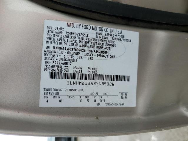 1LNHM81W83Y639026 Lincoln TOWNCAR