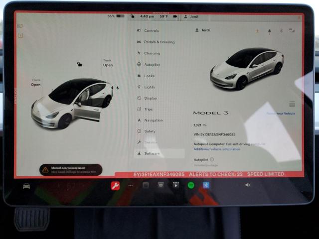 5YJ3E1EAXNF346085 Tesla MODEL 3
