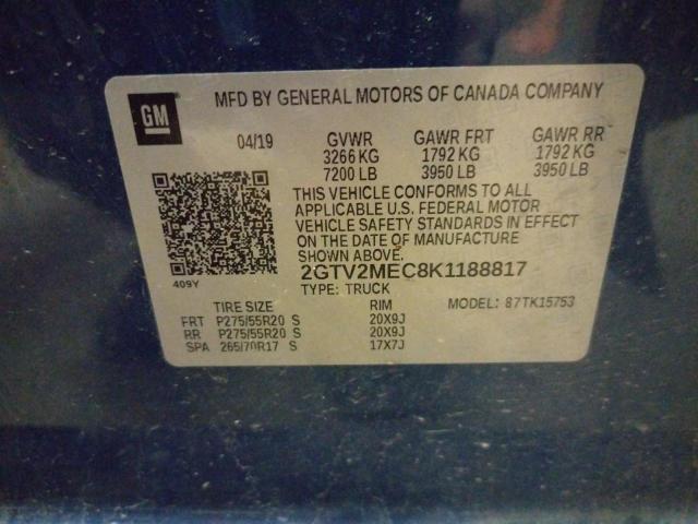 2019 GMC SIERRA LIM 2GTV2MEC8K1188817