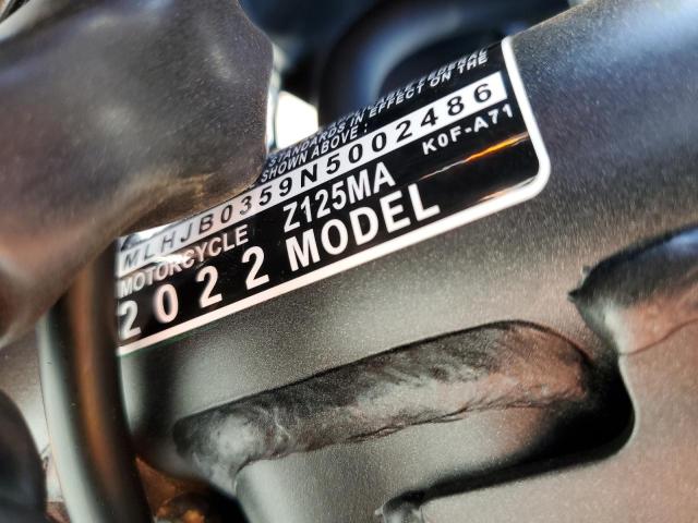 2022 HONDA Z125 MA MLHJB0359N5002486
