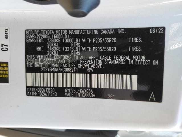 2022 LEXUS RX 450H F- 2T2YGMDA7NC088241
