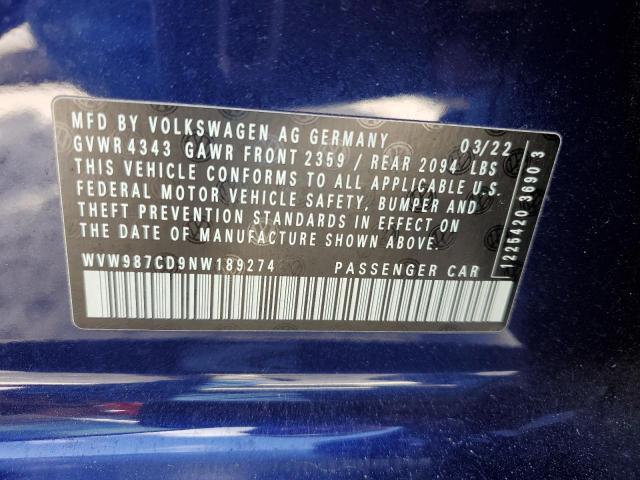 2022 VOLKSWAGEN GTI SE WVW987CD9NW189274