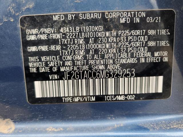 JF2GTACC6MG329253 Subaru Crosstrek Premium