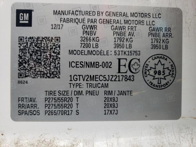 1GTV2MEC5JZ217843 GMC Sierra K1500 Sle