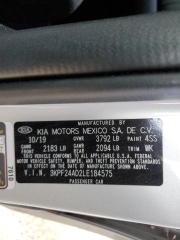 3KPF24AD2LE184575 KIA FORTE FE