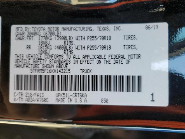 2019 TOYOTA TUNDRA DOU - 5TFRM5F16KX143215