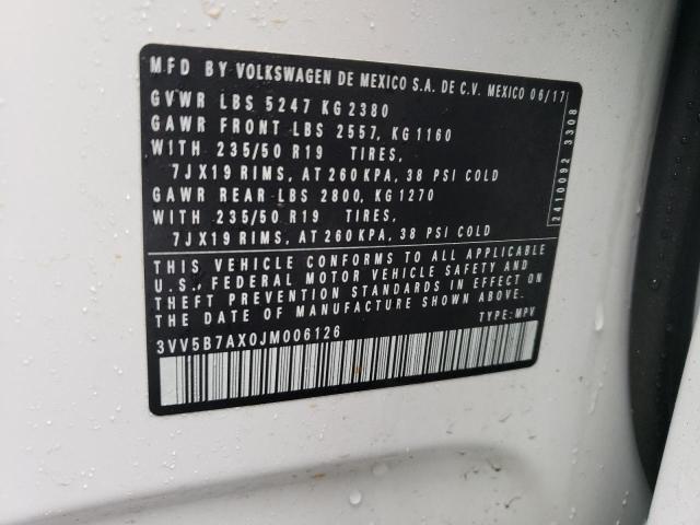 2018 VOLKSWAGEN TIGUAN SEL - 3VV5B7AX0JM006126