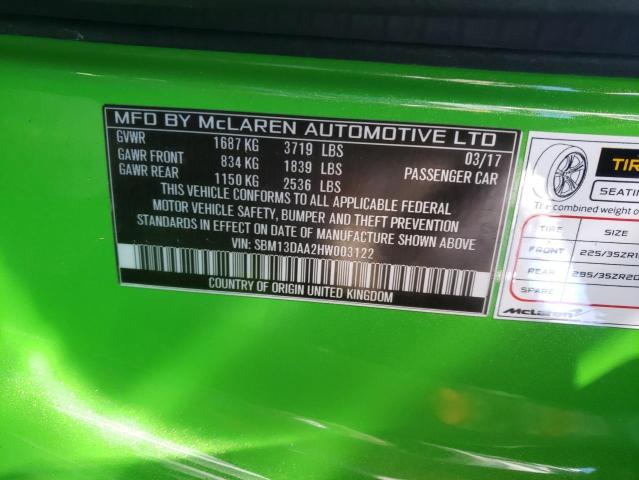 2017 MCLAREN AUTOMOTIVE 570S SBM13DAA2HW003122