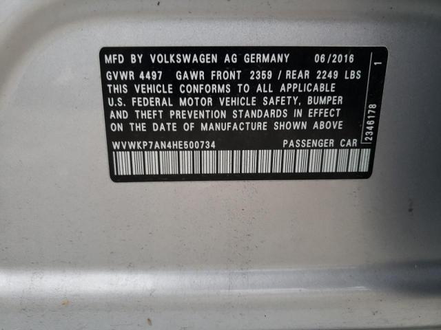 2017 VOLKSWAGEN CC SPORT - WVWKP7AN4HE500734