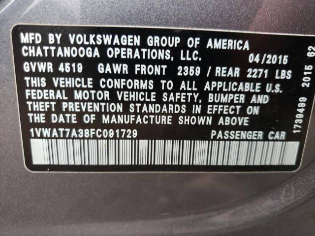 2015 VOLKSWAGEN PASSAT S - 1VWAT7A38FC091729