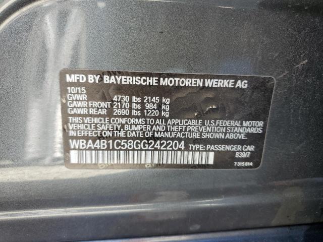 2016 BMW 435 I GRAN WBA4B1C58GG242204