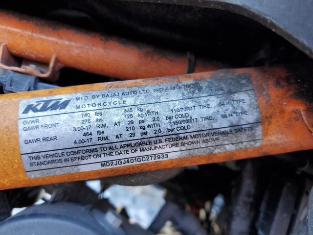 2016 KTM RC 390 MD2JGJ401GC272933