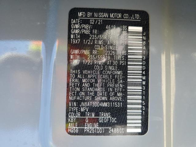 2021 NISSAN ROGUE PLAT JN8AT3DD4MW311531