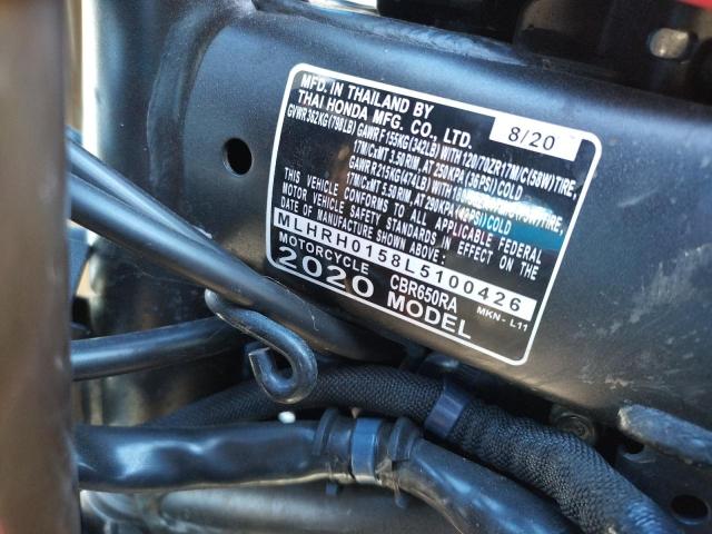 2020 HONDA CBR650 RA MLHRH0158L5100426