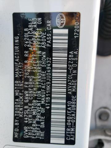 2018 TOYOTA CAMRY 4D L 4T1B11HK9JU049432