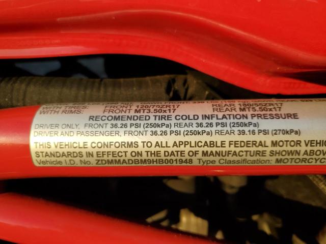 2017 DUCATI MONSTER 79 ZDMMADBM9HB001948