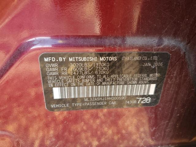 2017 MITSUBISHI MIRAGE GT ML32A5HJ1HH000590