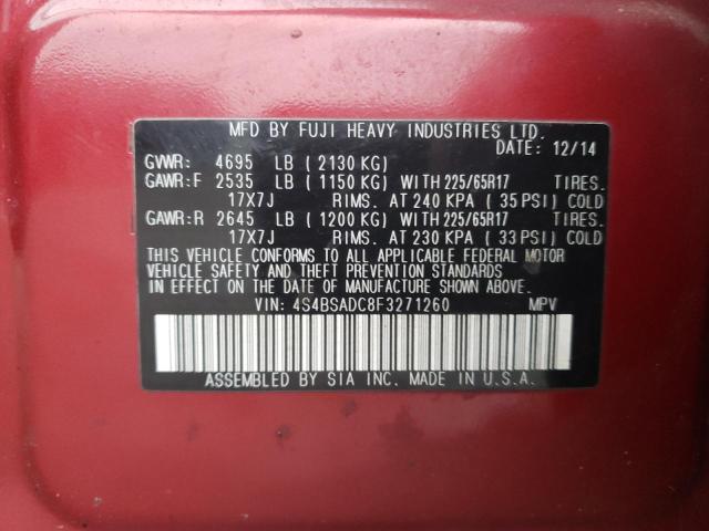4S4BSADC8F3271260 Subaru Outback 2.5i Premium