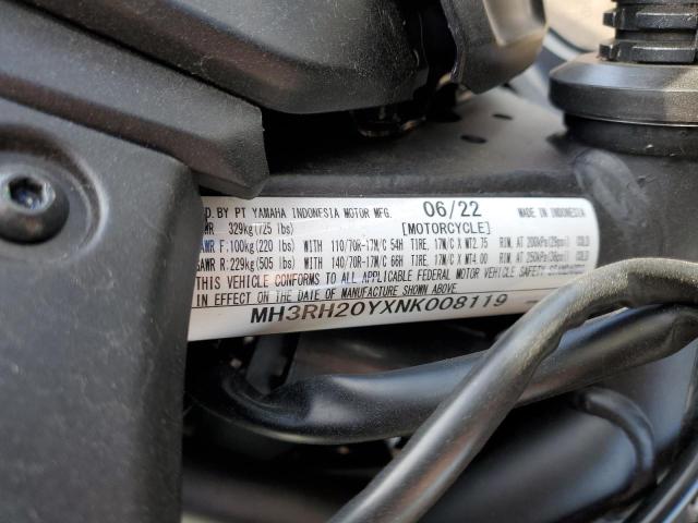 2022 YAMAHA MT-03 MH3RH20YXNK008119