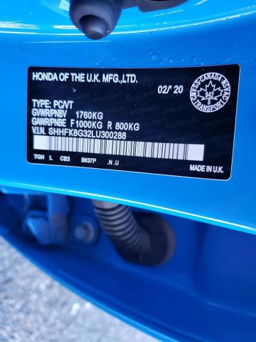 2020 HONDA CIVIC TYPE - SHHFK8G32LU300288