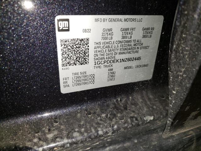 2022 CHEVROLET SILVERADO - 1GCPDDEK1NZ602445