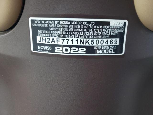 2022 HONDA NCW50 - JH2AF7711NK500469