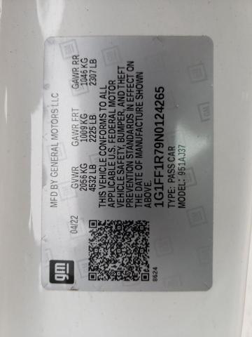 2022 CHEVROLET CAMARO LT1 1G1FF1R79N0124265