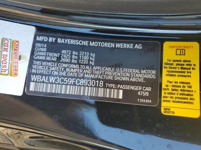 2015 BMW 640 I WBALW3C59FC893018