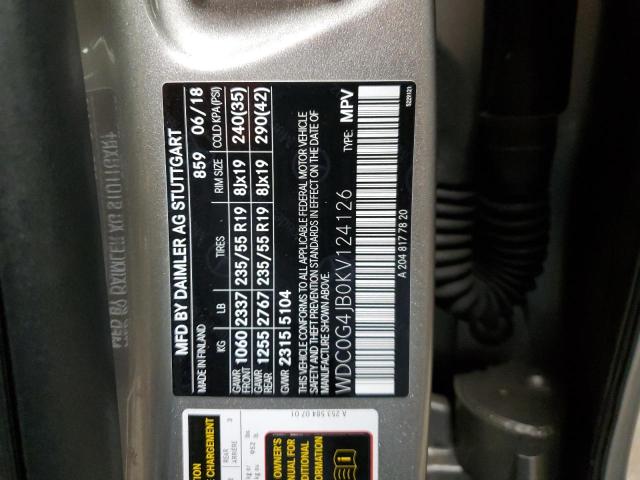 2019 MERCEDES-BENZ GLC 300 - WDC0G4JB0KV124126