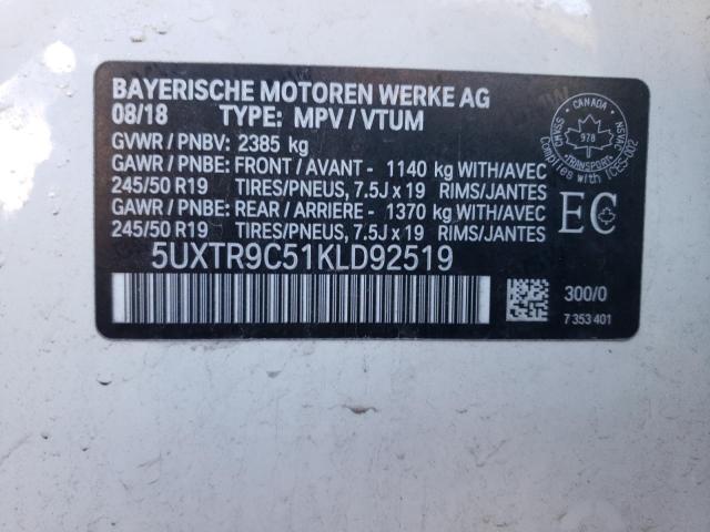 2019 BMW X3 XDRIVE3 - 5UXTR9C51KLD92519