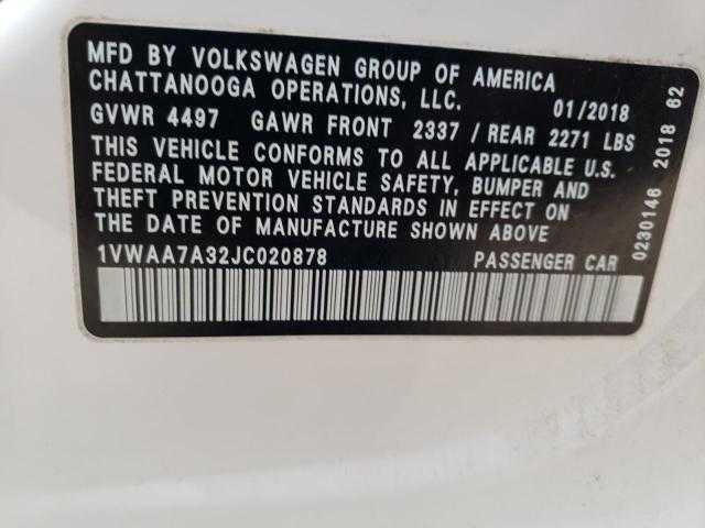 2018 VOLKSWAGEN PASSAT S - 1VWAA7A32JC020878