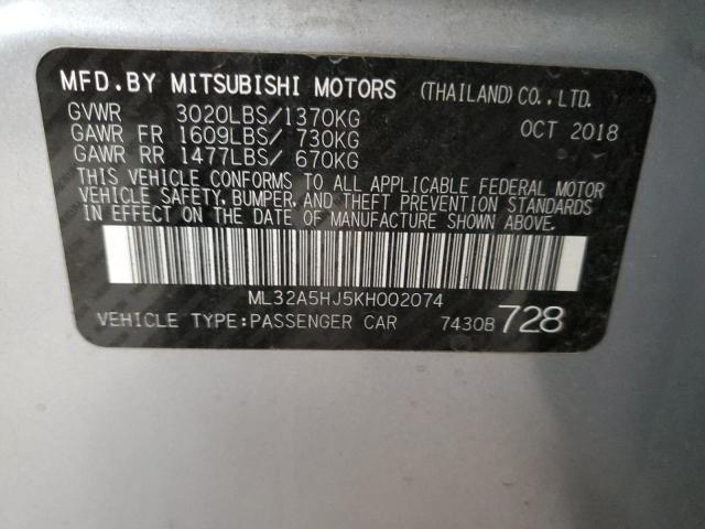 2019 MITSUBISHI MIRAGE LE ML32A5HJ5KH002074