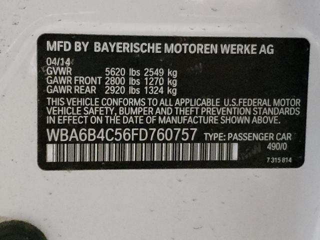 2015 BMW 650 XI GRA WBA6B4C56FD760757
