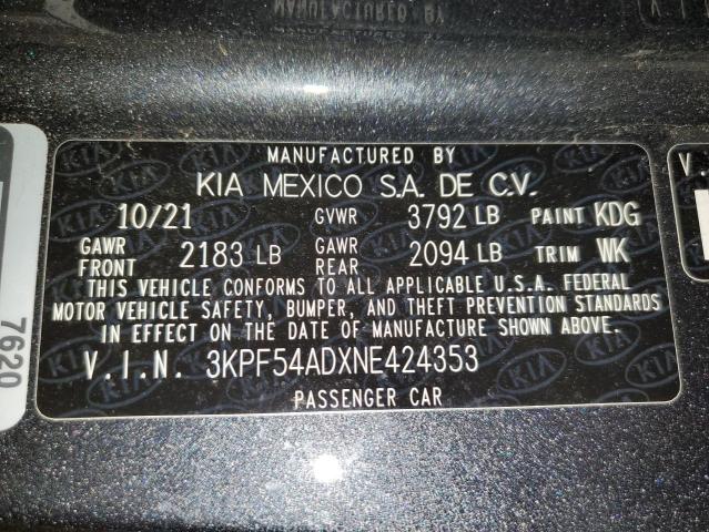 3KPF54ADXNE424353 KIA Forte Gt Line
