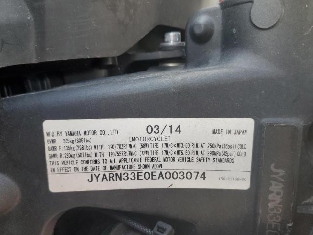 2014 YAMAHA FZ09 JYARN33E0EA003074