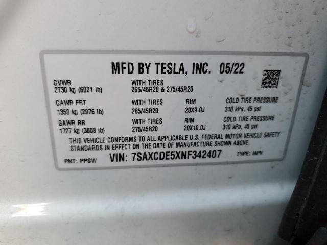  TESLA MODEL X 2022 Білий
