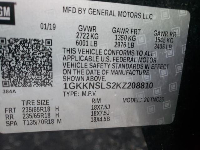 1GKKNSLS2KZ208810 GMC ACADIA SLE