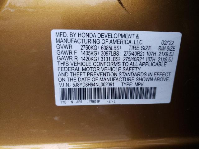 2022 ACURA MDX TYPE S - 5J8YD8H94NL002091