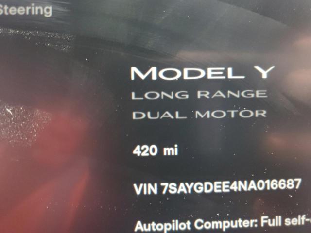 7SAYGDEE4NA016687 Tesla Model Y