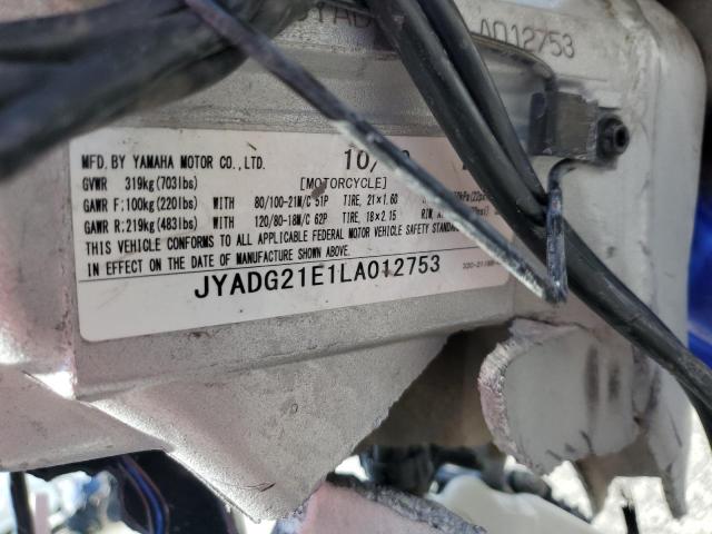 2020 YAMAHA WR250 R - JYADG21E1LA012753