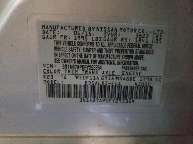 3N1AB7AP0FY293354 Nissan SENTRA S