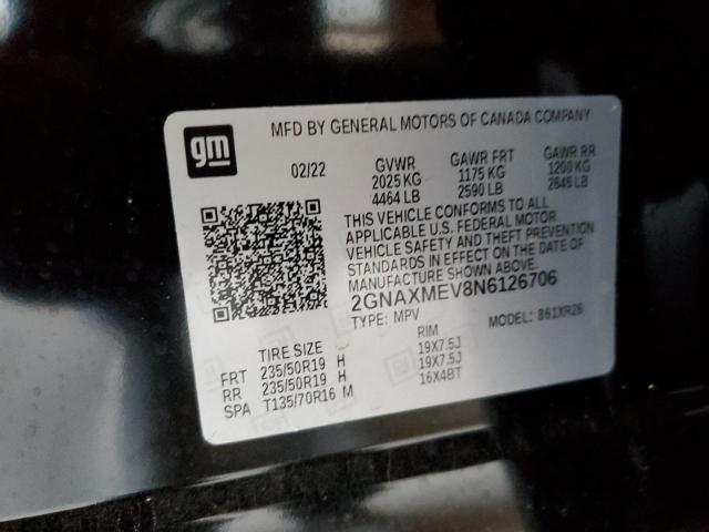 2022 CHEVROLET EQUINOX RS 2GNAXMEV8N6126706
