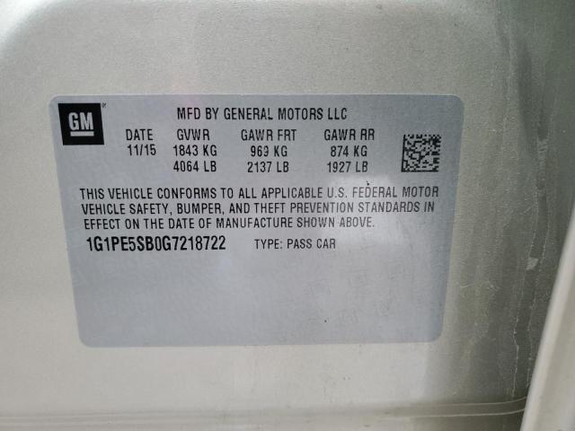 2016 CHEVROLET CRUISE LT 1G1PE5SB0G7218722