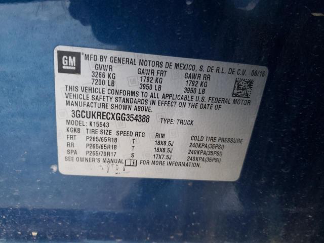2016 CHEVROLET SLVRD 1500 3GCUKRECXGG354388